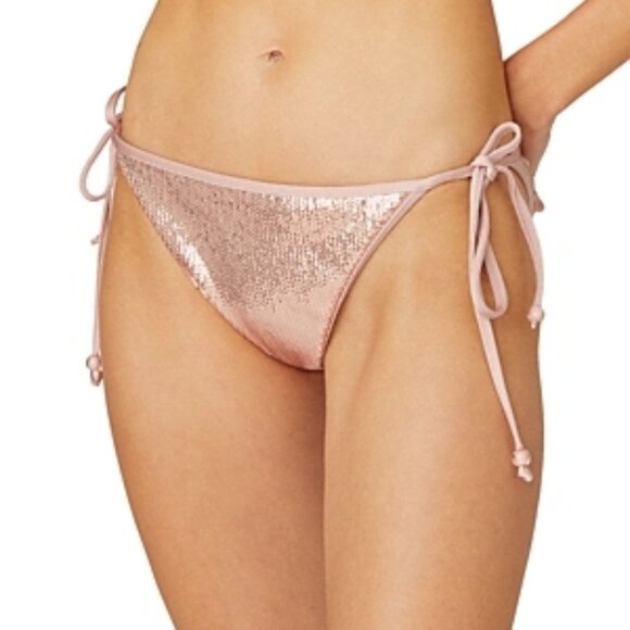 Shoshanna Sequin Beaded Swim Bikini Bottom Separates Size L Light Pink - Picture 1 of 3
